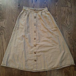 Khaki Linen Skirt